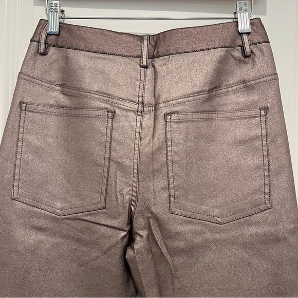 NWT Anthropologie/Avec Les Filles Metallic Straight Skinny Pant Silver Taupe 27 - Picture 8 of 12